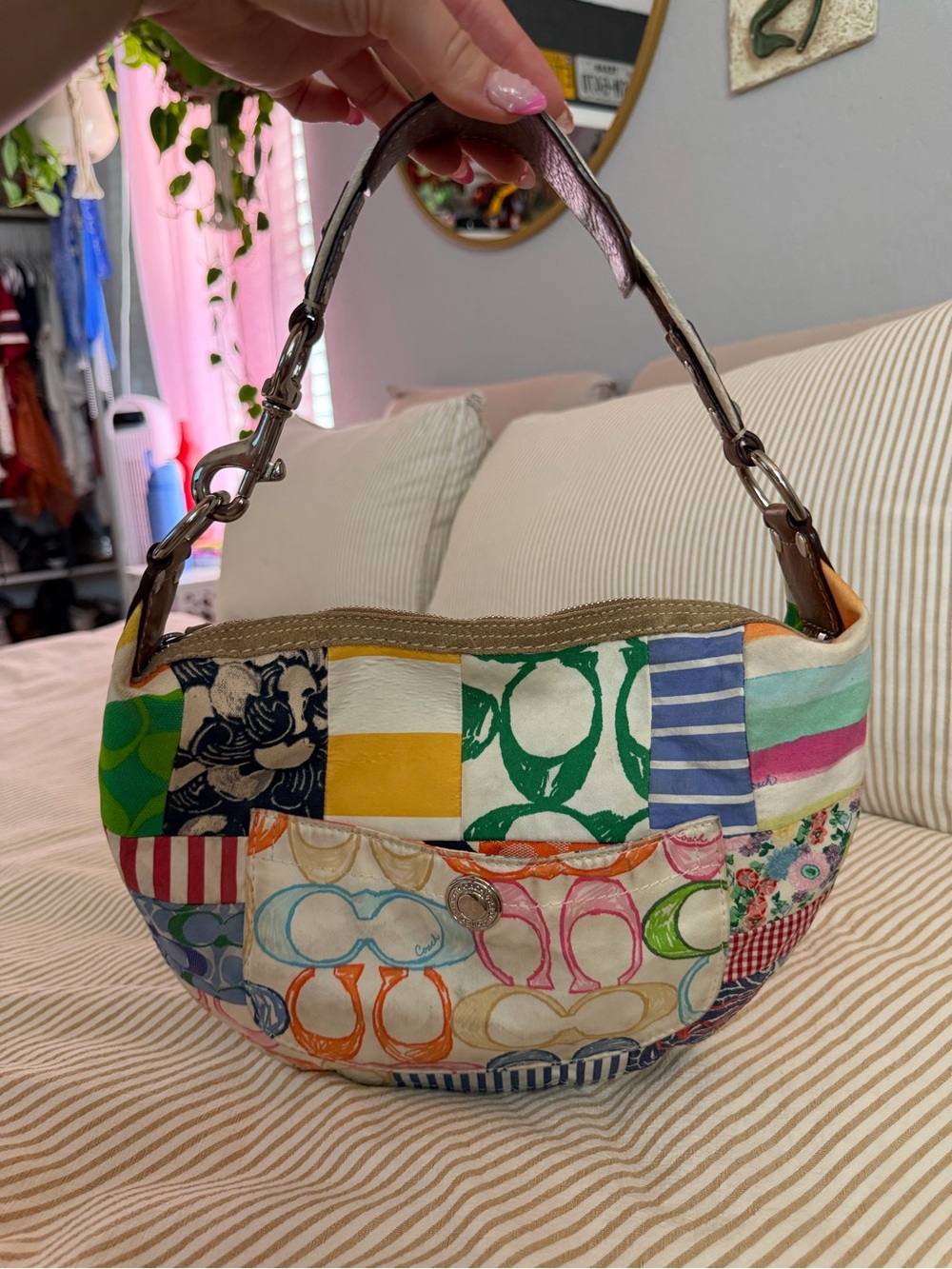 Coach Multicolor Patchwork Hobo Shoulder Bag